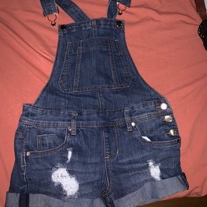 Denim short overalls